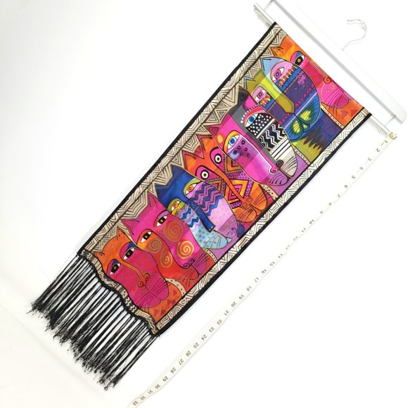 Laurel Burch Vintage Silk Cat Scarf w/ Fringe - Picture 10 of 10
